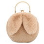 Rabbit Ear Bag Cute Soft Plush Sling Handbag with Smooth Zipper & Gold Chain Strap