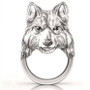 Wolf Ring Men’s Stainless Steel Wolf Head Ring with Black Sapphire Eyes