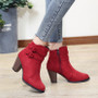 Suede Ankle Boots with Buckle Strap – Women’s Chunky Heel Casual Booties