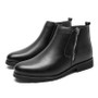 Men’s Black Leather Ankle Boots – Formal Style with Warm Plush Interior