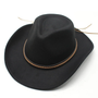 Cotton Western Hat Unisex Felt Wide Brim Fedora with Buckle Detail