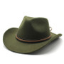 Cotton Western Hat Unisex Felt Wide Brim Fedora with Buckle Detail