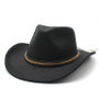 Cotton Western Hat Unisex Felt Wide Brim Fedora with Buckle Detail