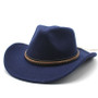 Cotton Western Hat Unisex Felt Wide Brim Fedora with Buckle Detail