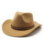 Cotton Western Hat Unisex Felt Wide Brim Fedora with Buckle Detail