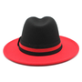 Colorblock Fedora – Unisex Wide Brim Two Tone Dress Hat with Belt Buckle