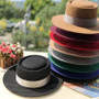 Flat Top Fedora Hat – Unisex Vintage Wide Brim Style with Ribbon