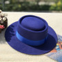 Flat Top Fedora Hat – Unisex Vintage Wide Brim Style with Ribbon