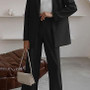 Elegant Women’s Blazer Set - Two Piece Business Suit with Wide Leg Pants