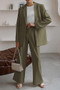 Elegant Women’s Blazer Set - Two Piece Business Suit with Wide Leg Pants
