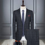 Two Piece Wool Suit for Men – Slim Fit Blue Plaid Business Style