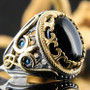 Ring with Black Onyx Stone – Men’s Vintage-Style Statement Ring