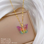 Stainless Steel Butterfly Pendant – Women’s Colorful Full Diamond Design