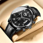 Men's Formal Wristwatch – Black Dial with Genuine Leather Strap and Automatic Quartz Movement