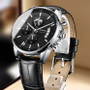 Men's Formal Wristwatch – Black Dial with Genuine Leather Strap and Automatic Quartz Movement