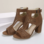 Chunky Heel Sandals – Women’s Hollow-Out Fashion Heeled Sandals