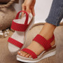 Wedge Sandals for Women – Espadrille-Inspired Design with Woven Upper & Elastic Back Strap