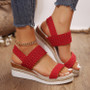Wedge Sandals for Women – Espadrille-Inspired Design with Woven Upper & Elastic Back Strap