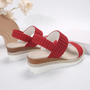 Wedge Sandals for Women – Espadrille-Inspired Design with Woven Upper & Elastic Back Strap