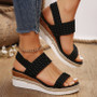 Wedge Sandals for Women – Espadrille-Inspired Design with Woven Upper & Elastic Back Strap