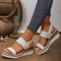 Wedge Sandals for Women – Espadrille-Inspired Design with Woven Upper & Elastic Back Strap