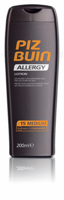 Piz buin allergy loción piel sensible SPF 15. 200 mL. Piz buin allergy loción piel sensible SPF 15. 200 mL.