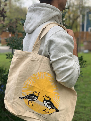Screen printed Golden-cheeked Warbler Grocery Tote