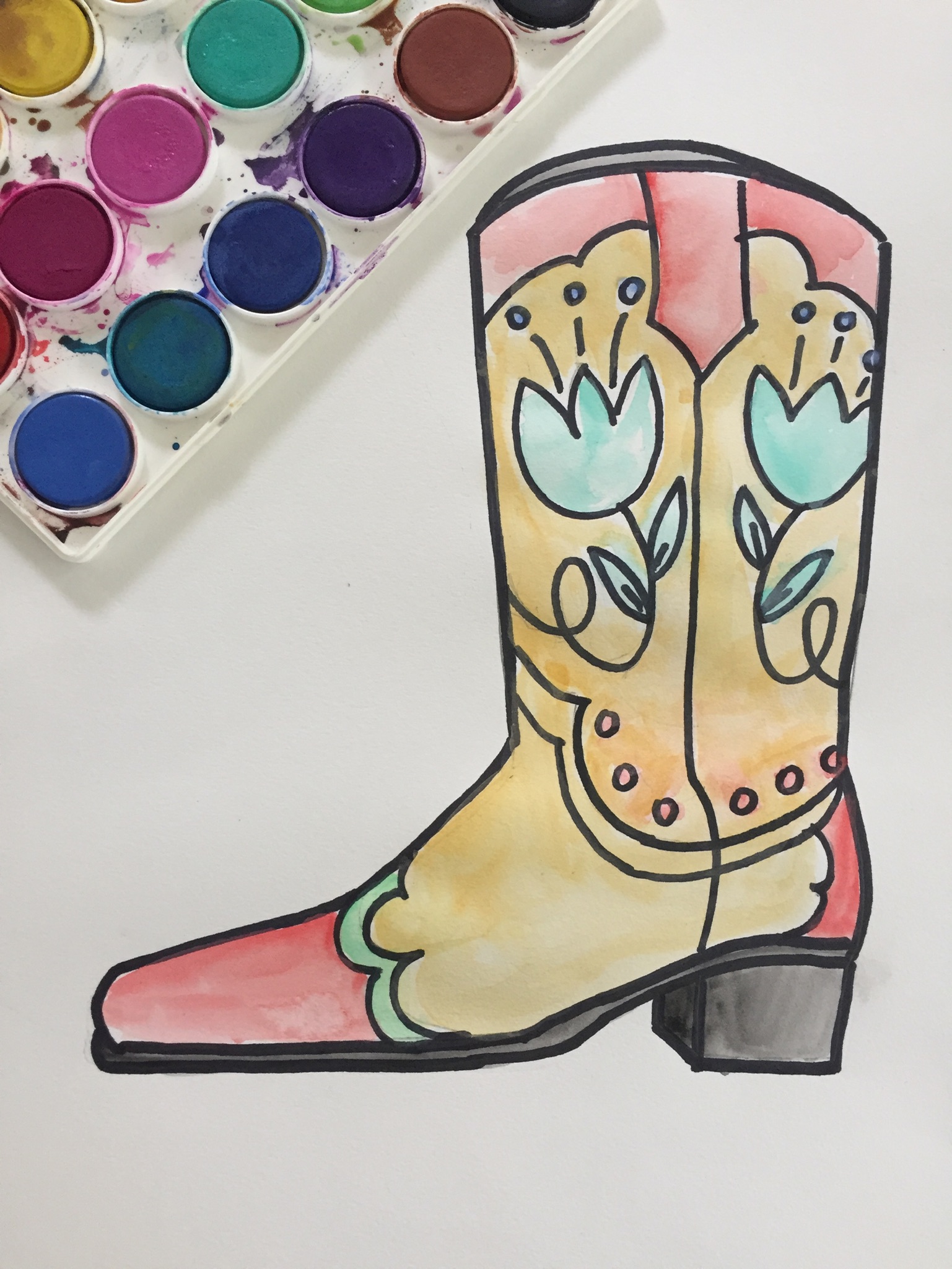 How To Draw Cowboy Boots Step By Step