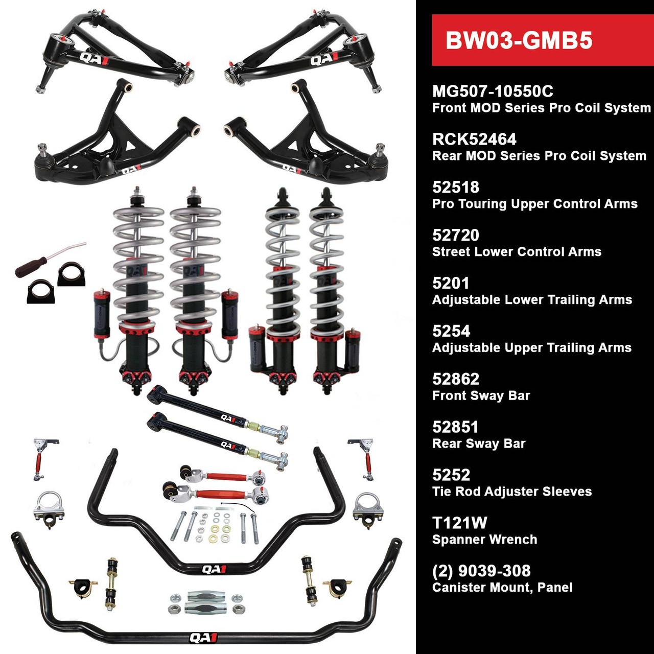 BW03-GMB5 Level 3 Big Wheel Suspension Kit, 77-90 GM B-Body - QA1