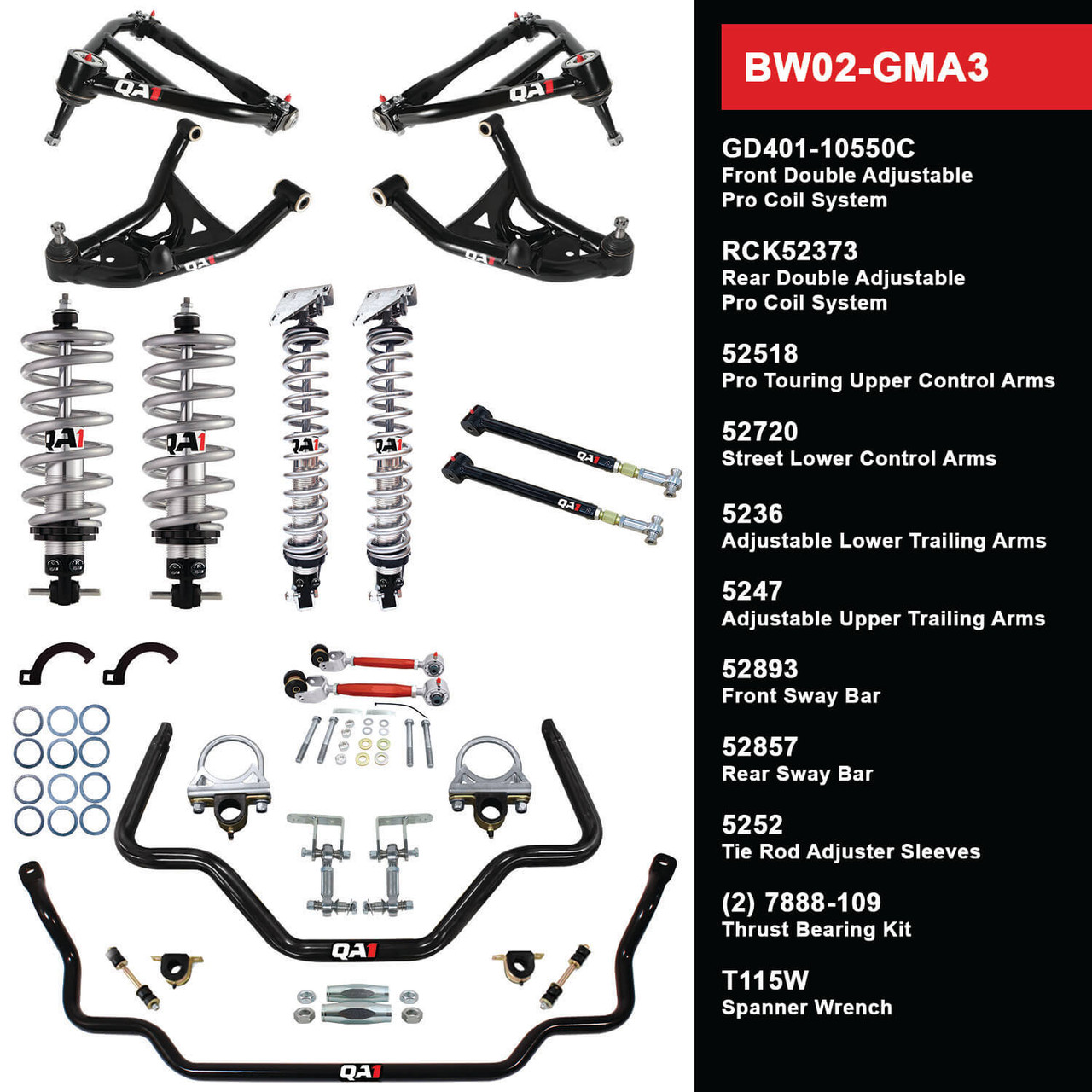 まる3 BW02-GMA3 Level 2 Big Wheel Suspension Kit, 73-77 GM A Body
