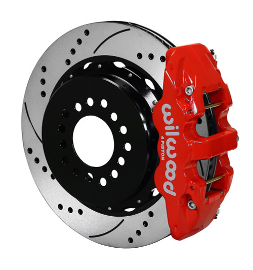 Wilwood 140-10948-DR 14in. AERO4 Big Brake Rear Parking Brake Kit, Red Calipers