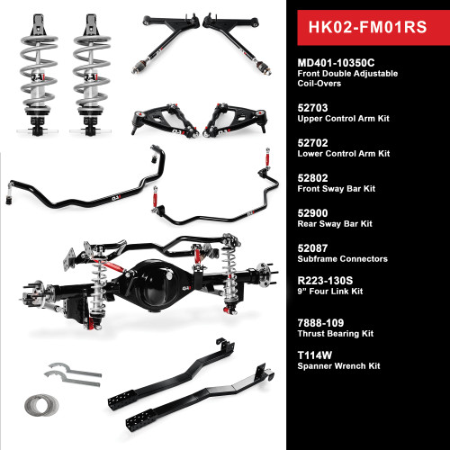 QA1 HK02-FM01RS Level 2 Full Vehicle Handling Kit with QA1 9 in. housing, 64-66 Mustang