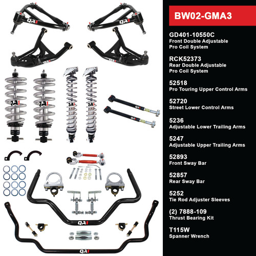 BW02-GMA3 Level 2 Big Wheel Suspension Kit, 73-77 GM A Body