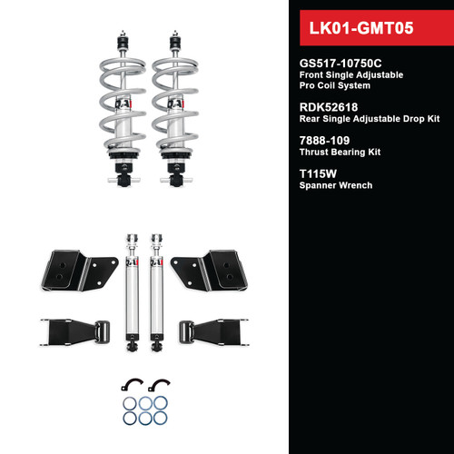 LK01-GMT05 Lowering Kit, 99-06 Silverado/Sierra 1500 2WD, Short Bed
