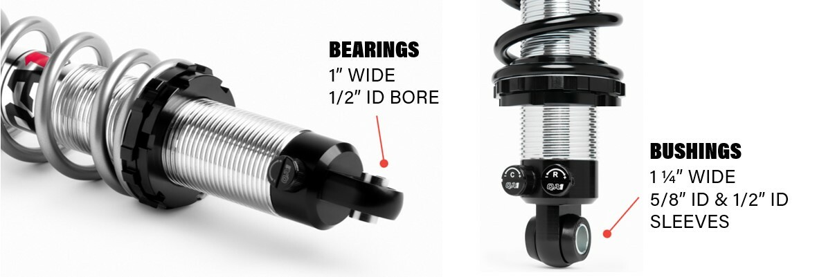 Infographics of bearings and bushings on QA1 coil-overs