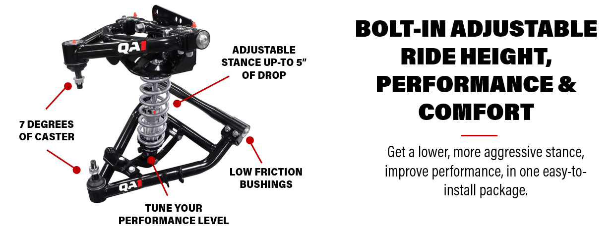 52611-S650 Front Coilover System, 63-87 C10, Single Adjustable, 650lb/in. Springs - QA1 52611-S650 Front Coilover System, 63-87 C10, Single Adjustable, 650lb/in. Springs - QA1