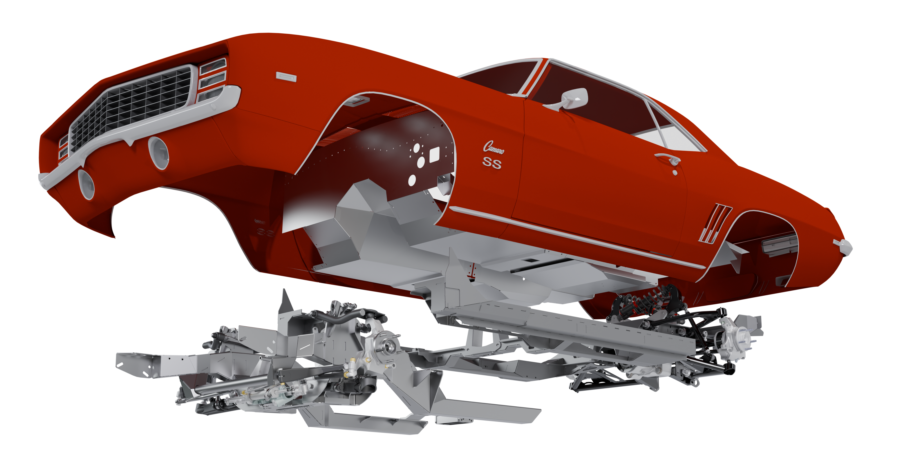 Full chassis rendering under classic Camaro