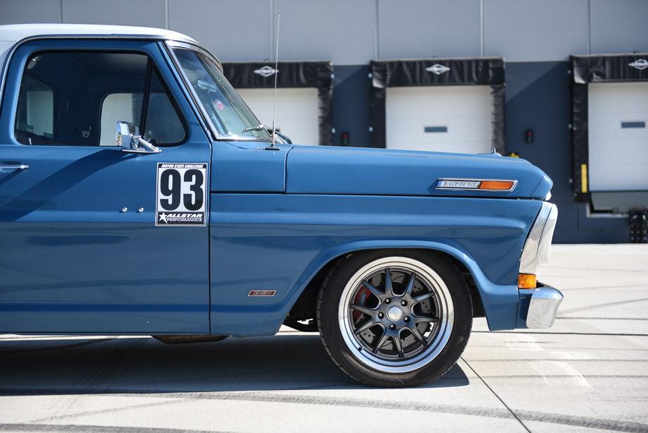 QA1 F100 front suspension system upgrade eliminates twin I-beams, providing modern handling capabilities for the 1972 Ford F100.