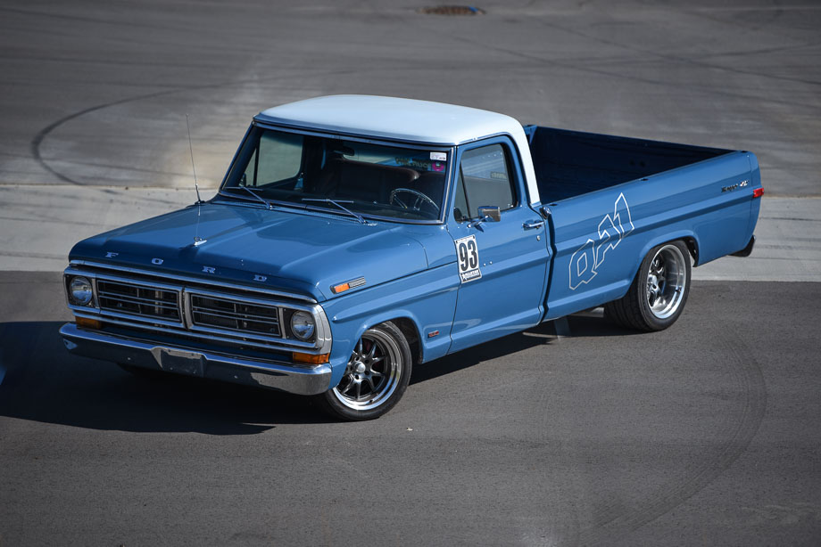 QA1’s 1972 Ford F100 fitted with Wilwood 14-inch rotors and six-piston calipers for superior braking performance during high-speed runs.