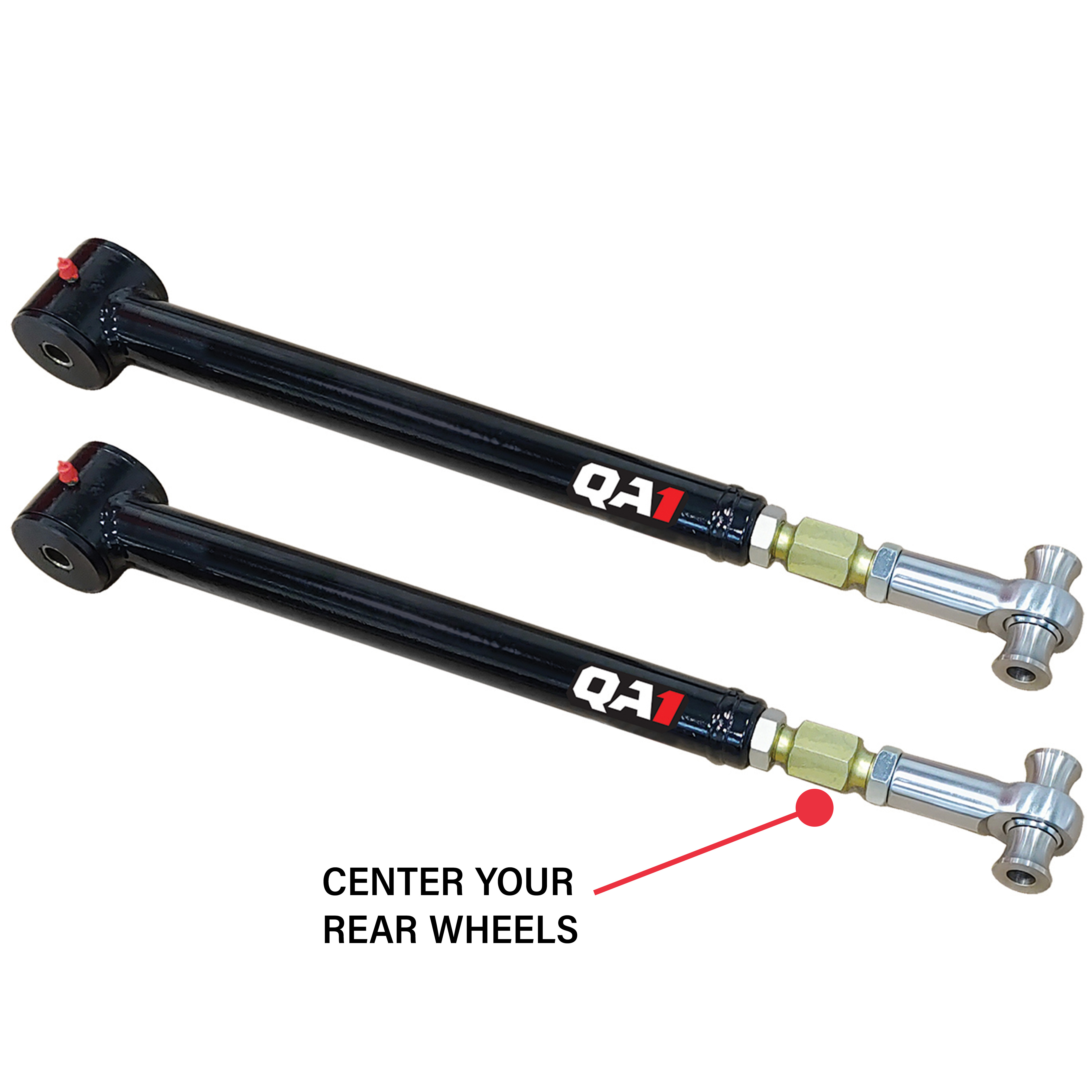 Center your rear wheels with adjustable trailing arms.