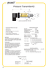 Aplisens AS pressure transmitter datasheet showing pressure ranges up to 25 bar, available outputs (4–20 mA and 0–10 V), stainless steel materials, electrical connection details, and operating specifications..