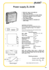 Overview of the Aplisens ZL-24-08 DIN rail power supply showing model identification, standard 24 VDC output, and industrial mounting design.