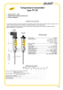 Datasheet page showing the Aplisens PT-25 temperature transmitter including mechanical dimensions, electrical connection options, technical specifications, and ordering code structure.