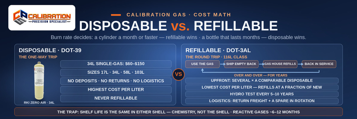 Disposable vs. Refillable Calibration Gas Cylinders: Which Costs Less?