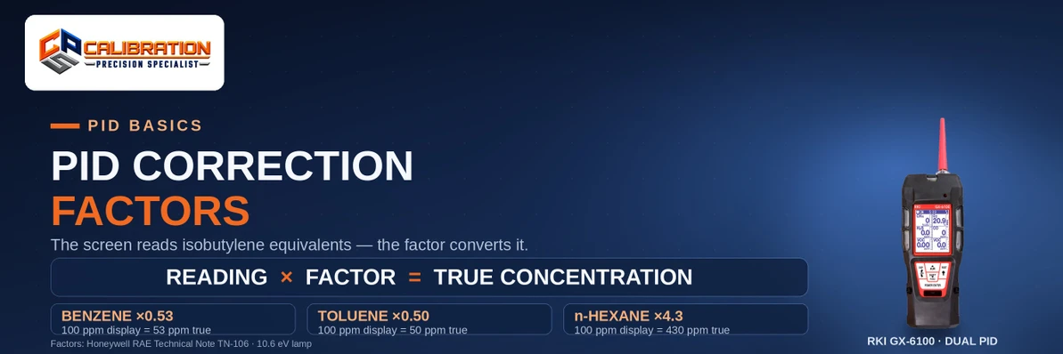 PID Correction Factors Explained: Why Your Isobutylene Reading Isn't Your Solvent Reading