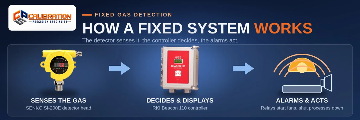 How Does a Fixed Gas Detection System Work? Sensors, Controllers, and Alarms