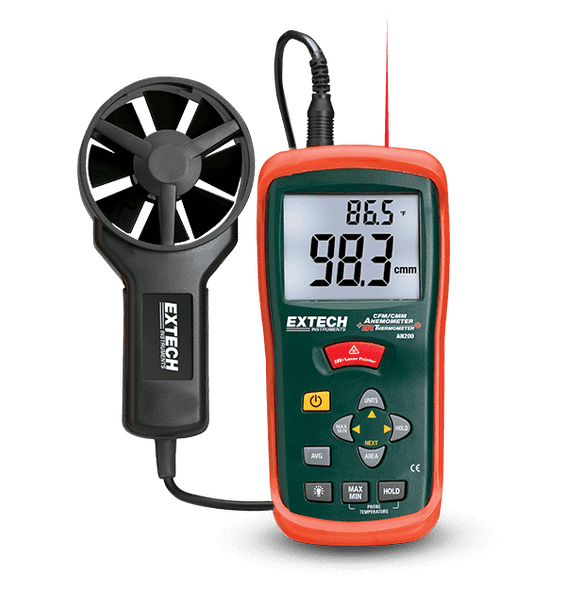 Extech AN200 – CFM/CMM Mini Thermo-Anemometer with built-in InfraRed Thermometer
