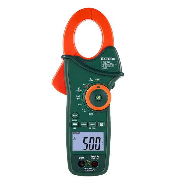 Extech EX820A – 1000 A True RMS AC Clamp Meter with IR Thermometer