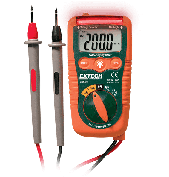 Extech DM220 – Mini Pocket MultiMeter with Non-Contact Voltage Detector