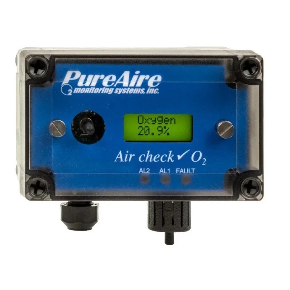 PureAire 99016 Oxygen Deficiency Monitor with 0-25% O2 range and 10+ year zirconium oxide sensor